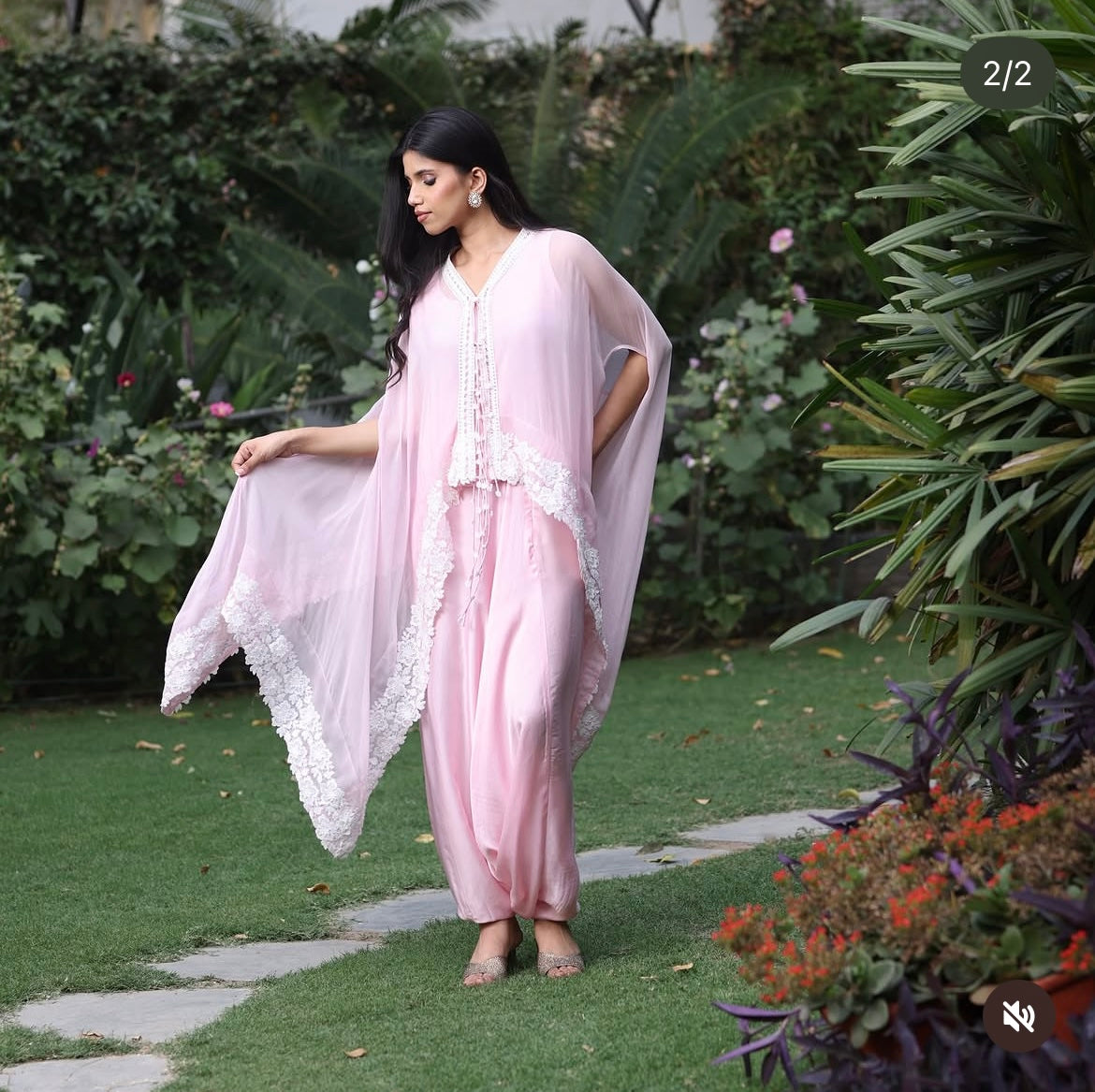 Pink cape lace set