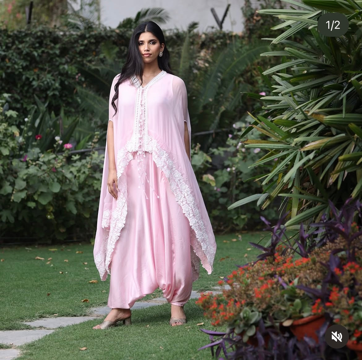 Pink cape lace set