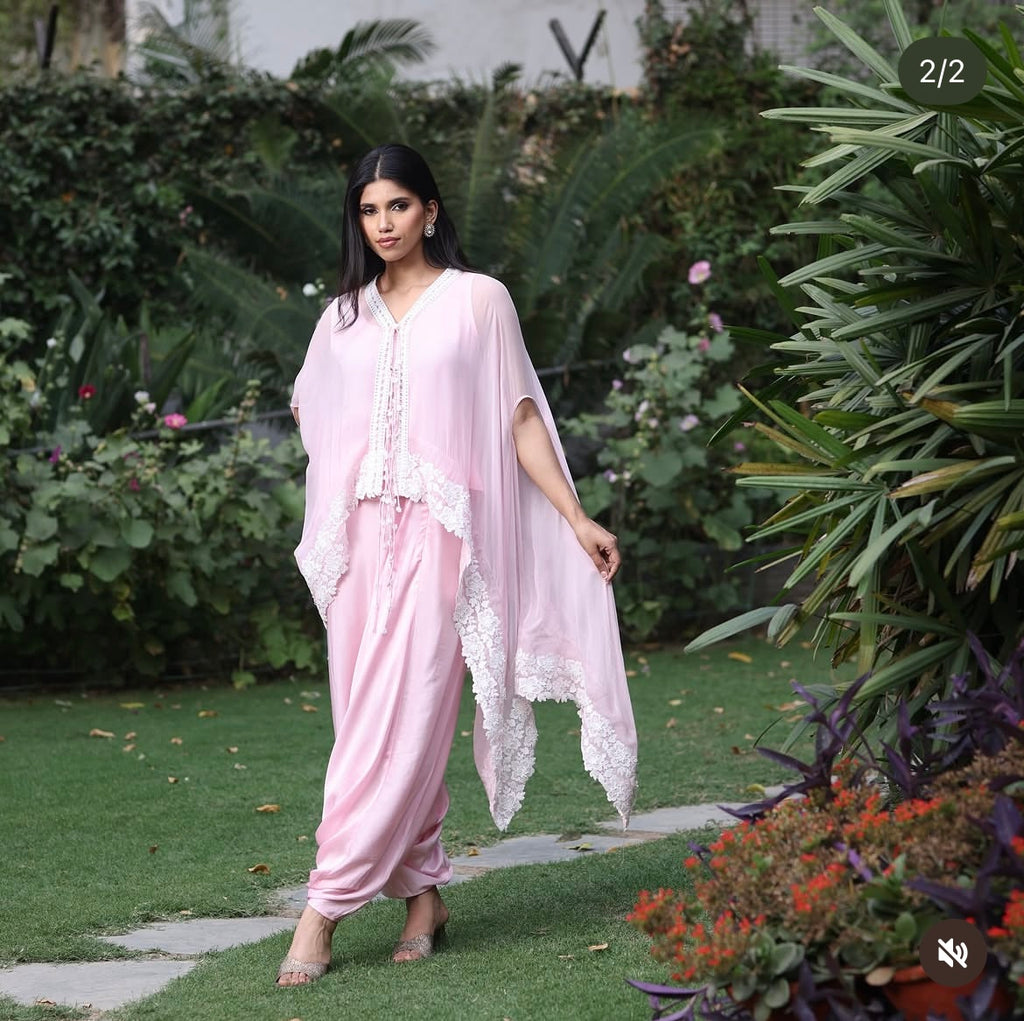 Pink cape lace set