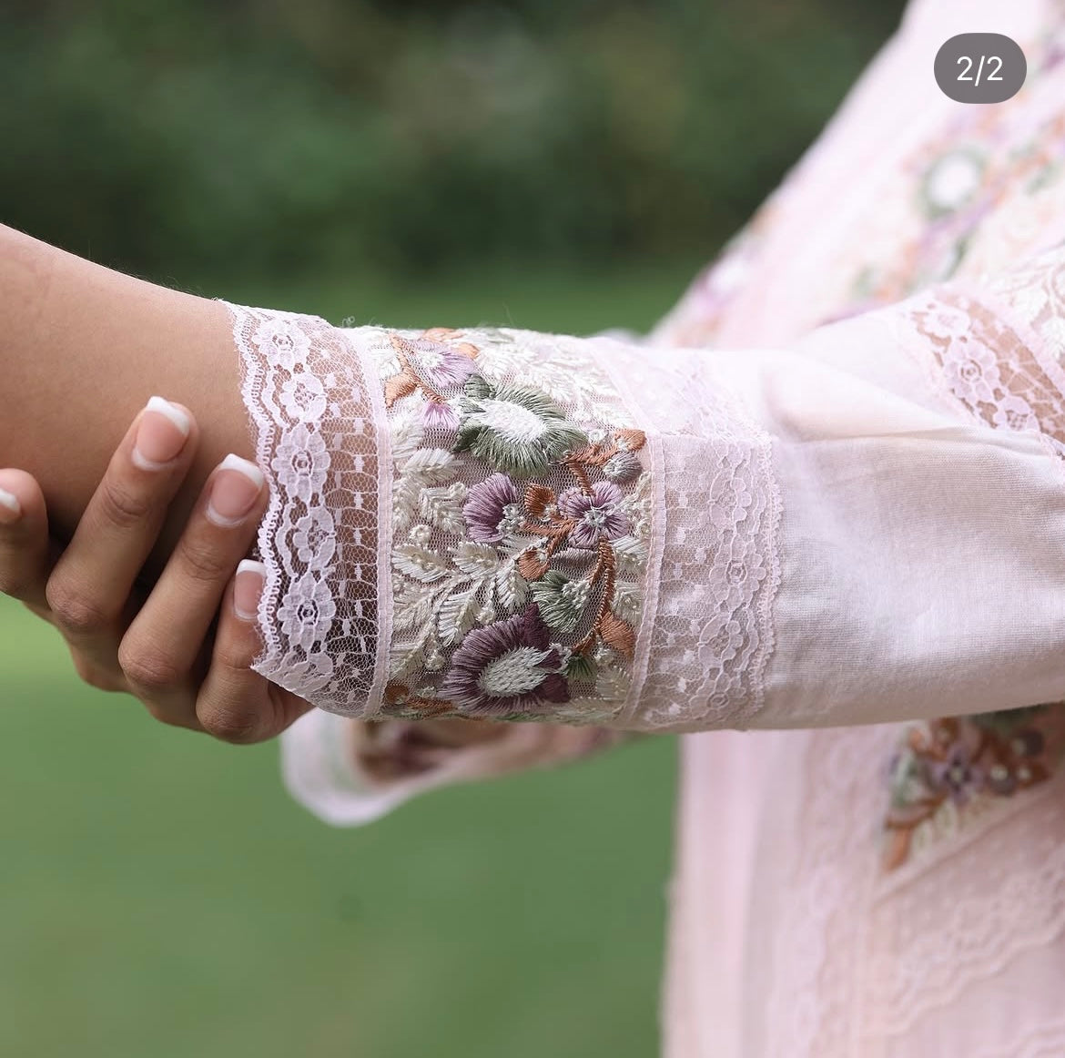 Pink lace kurta set