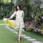 Green lace kurta set
