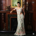 Green floral drape saree