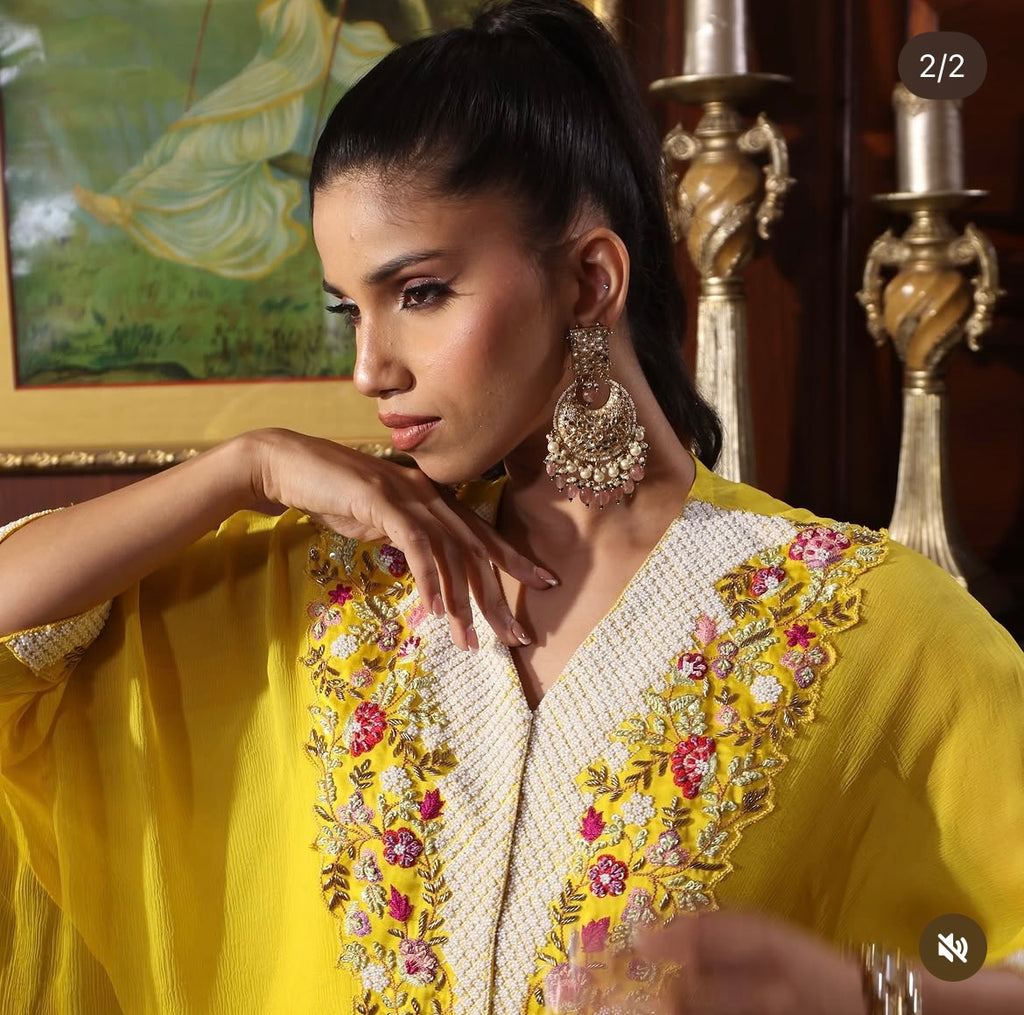 Yellow tunic kurta sharara