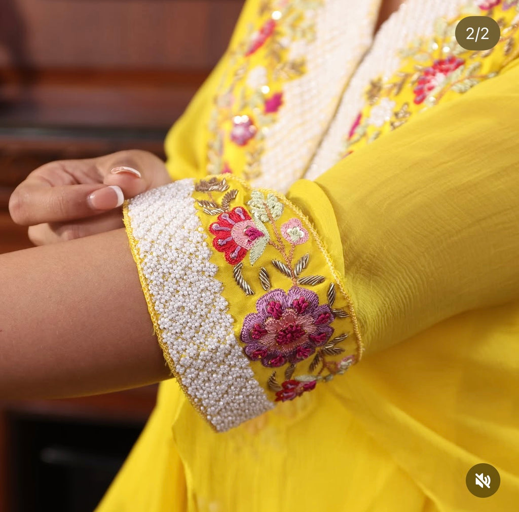 Yellow tunic kurta sharara