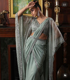 Green onaya drape saree