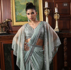 Green onaya drape saree