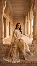 Dua | Yellow Embroidered Cotton Kurta Set