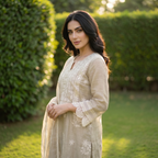 Rania | Beige Cotton Kurta Set