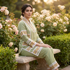 Falak | Green Linen Satin Co-ord Set