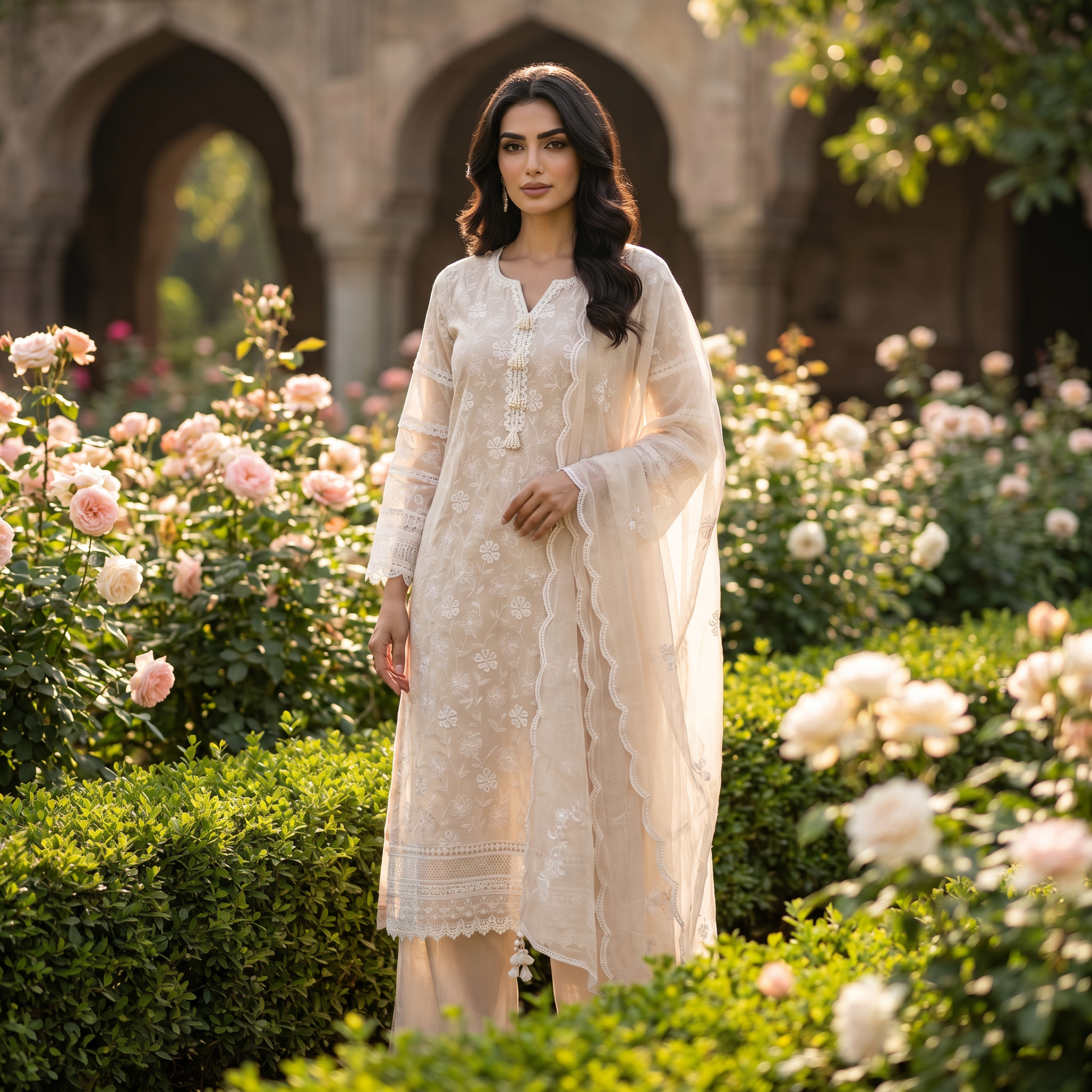 Naira | Peach Cotton Kurta Set
