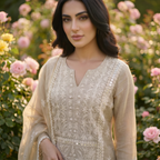 Rania | Beige Cotton Kurta Set
